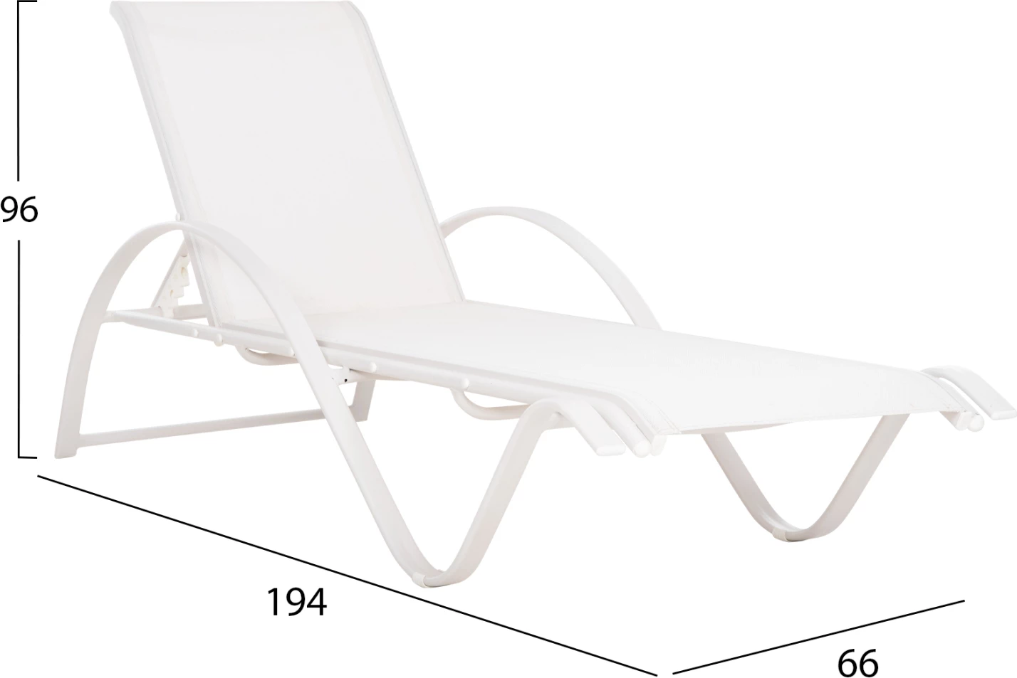 Profesionalno ležišče WAKANA iz aluminija belo s tekstilom belo FH5133.02 194x54-66x30 cm