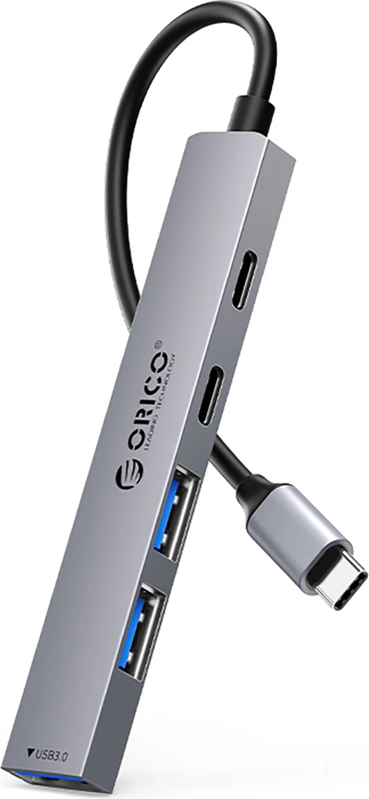 Računalniško ohišje Orico YSB4-U2, 5 vrat (2x USB-A 2.0, 1x USB-A 3.0, 1x USB-C 2.0, 1x USB-C PD 65W), siva