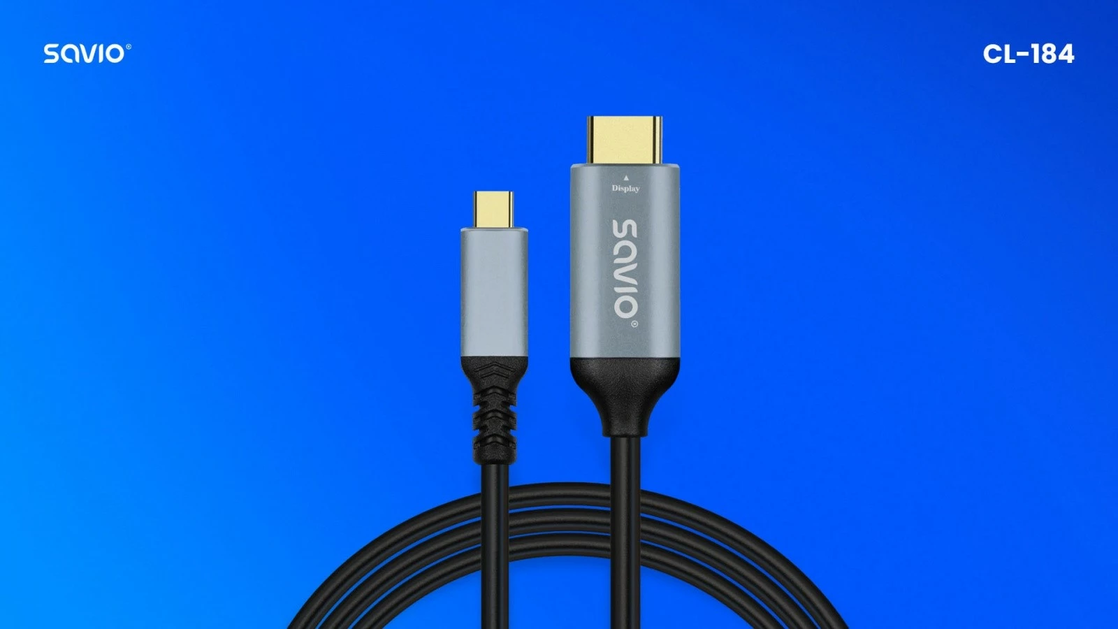 Kabel USB-C na HDMI, 3 m, siv Savio CL-184