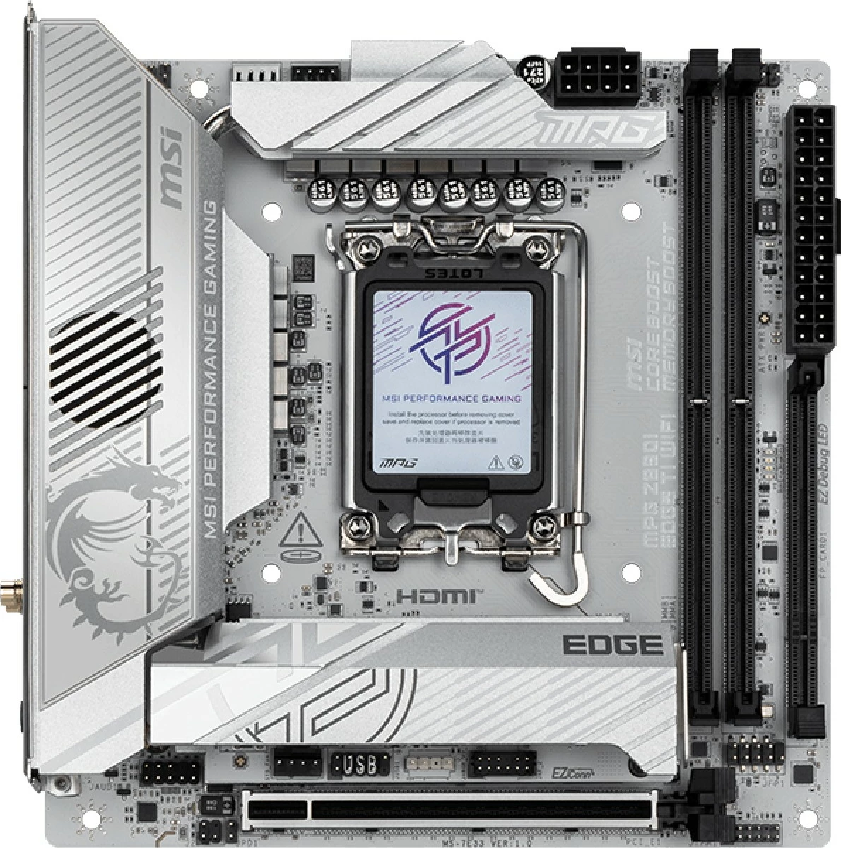 Mini ITX plošča MSI MPG Z890I EDGE TI WIFI, Intel LGA 1851, 128 GB DDR5, bela