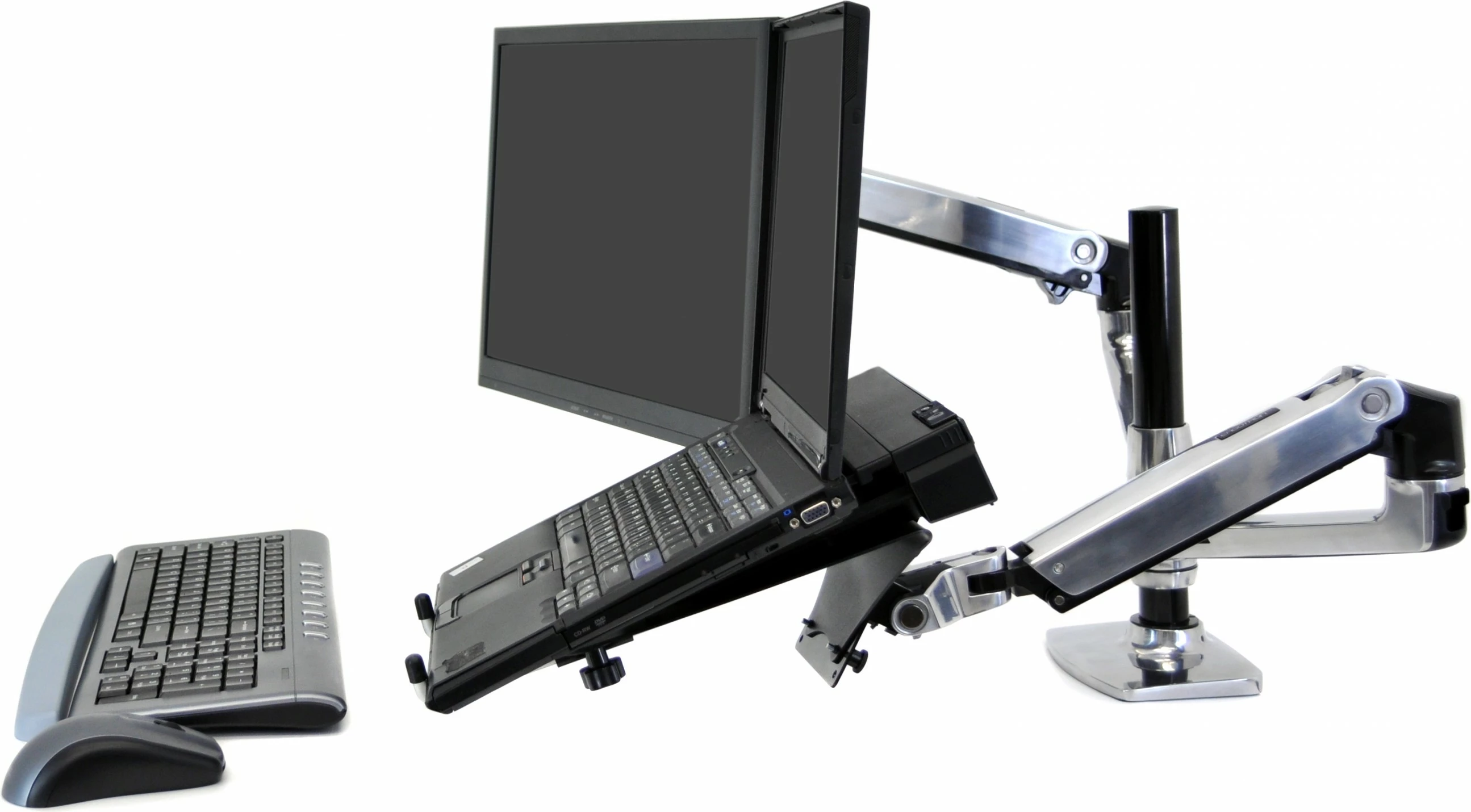 Dvojni stolpni nosilec za monitor Ergotron LX, 2 zaslona, 24 inch, nastavljiva višina, srebrn