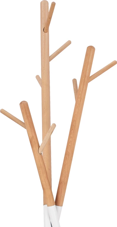 Stojalo za plašče Sigar, kovina-les, bela naravna, 49x51x187 cm