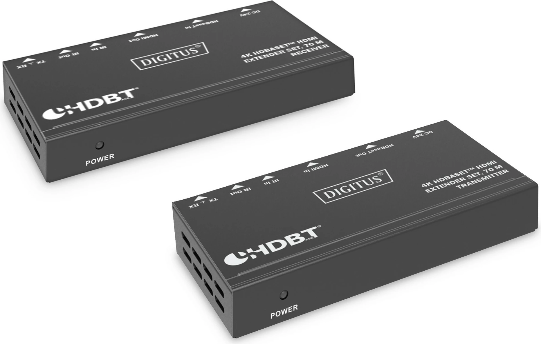 HDMI extender 4K HDBaseT, 70 m, oddajnik in sprejemnik Digitus, črn