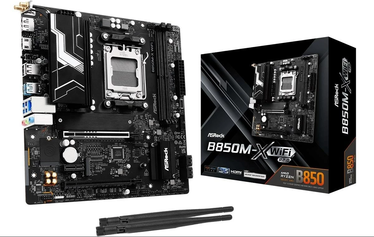 Micro ATX matična plošča, Asrock B850M-X WiFi R2, Socket AM5, črna