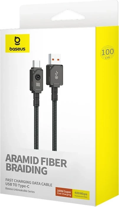 Kabel USB Unbreakable 1 m, USB A na USB C, črn – Baseus