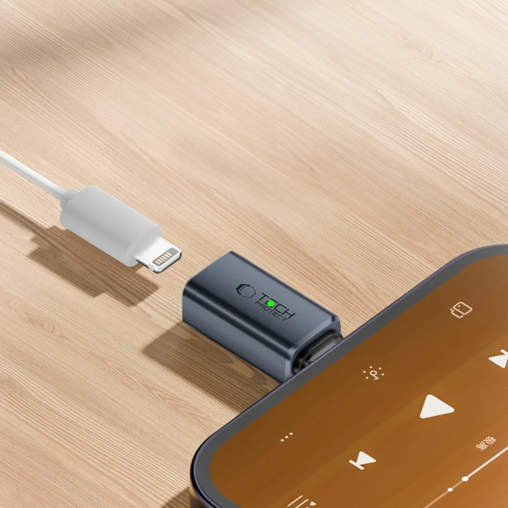 Adapter za slušalke Type-C v Lightning, Tech-Protect UltraBoost, siv