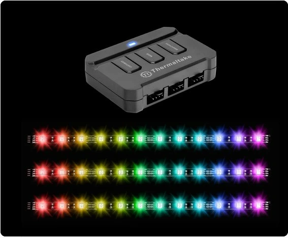RGB LED trak Thermaltake Lumi, 3 kosi, 300 mm, črn