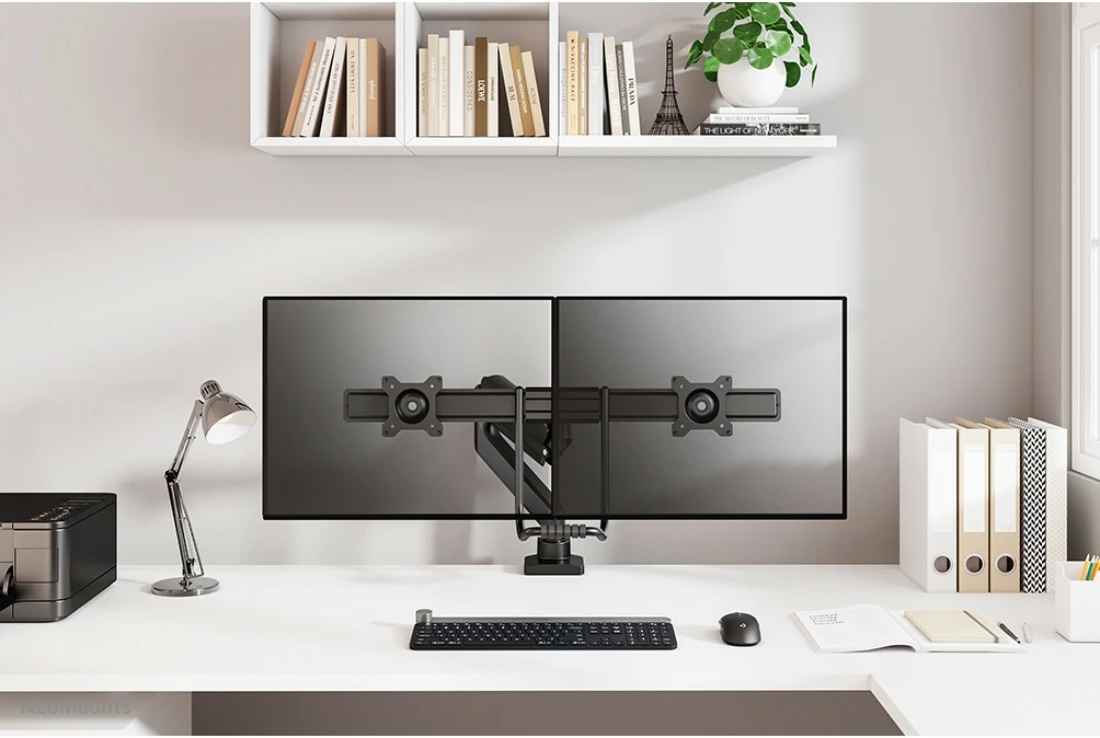 Nagibno stojalo za dva monitorja Neomounts DS75-450BL2, objemka/gnom, 8 kg, 17"-32", 100 x 100 mm, črno
