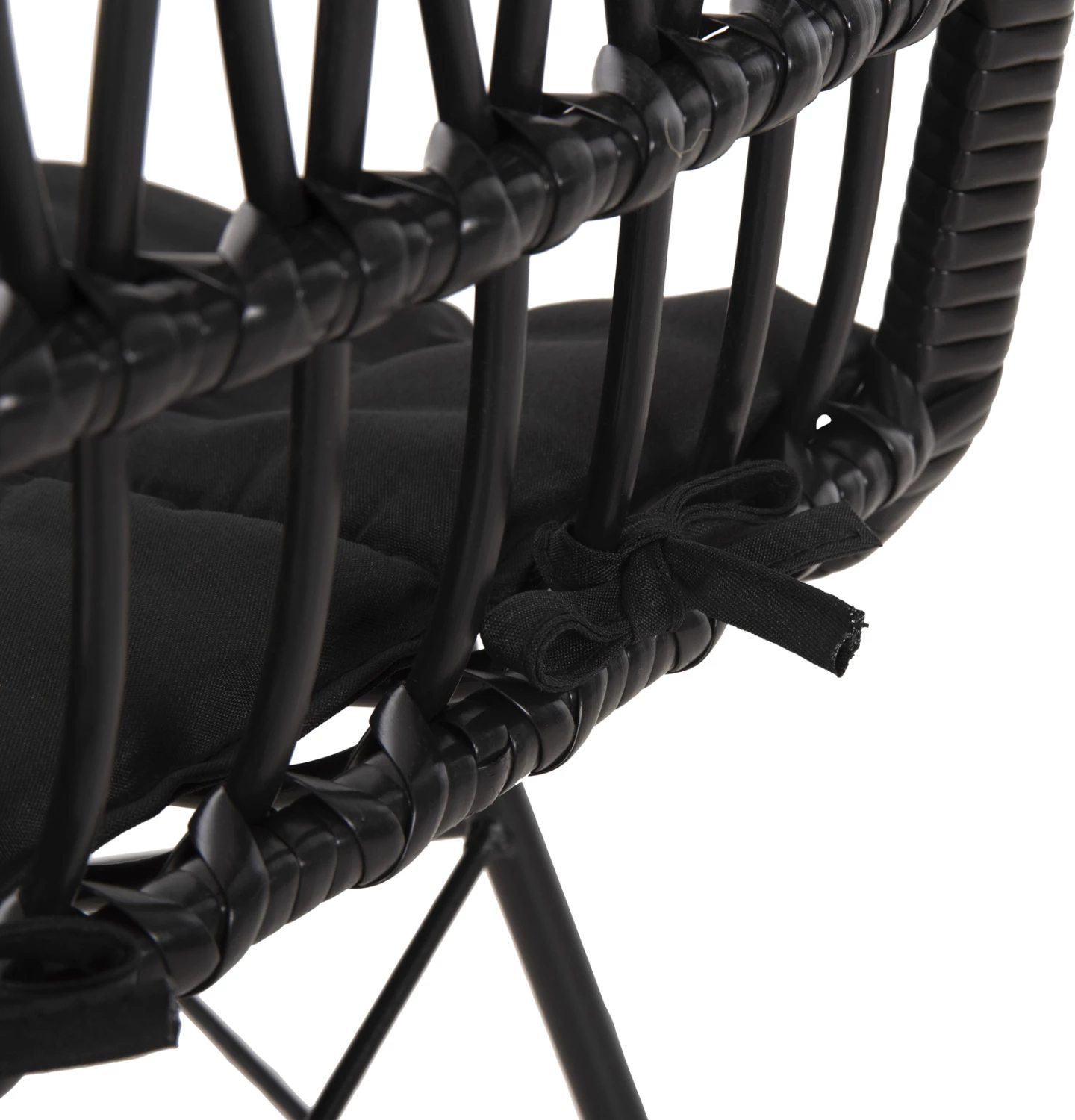 Vrtni stol ALLEGRA FH5453.12 kovina-blazina-pletenina v črni barvi 52x52x83.5Hcm