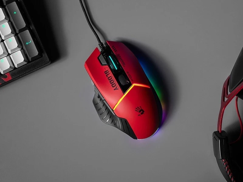 Gaming miška z RGB osvetlitvijo A4tech Bloody W95Max, USB, črno-rdeča