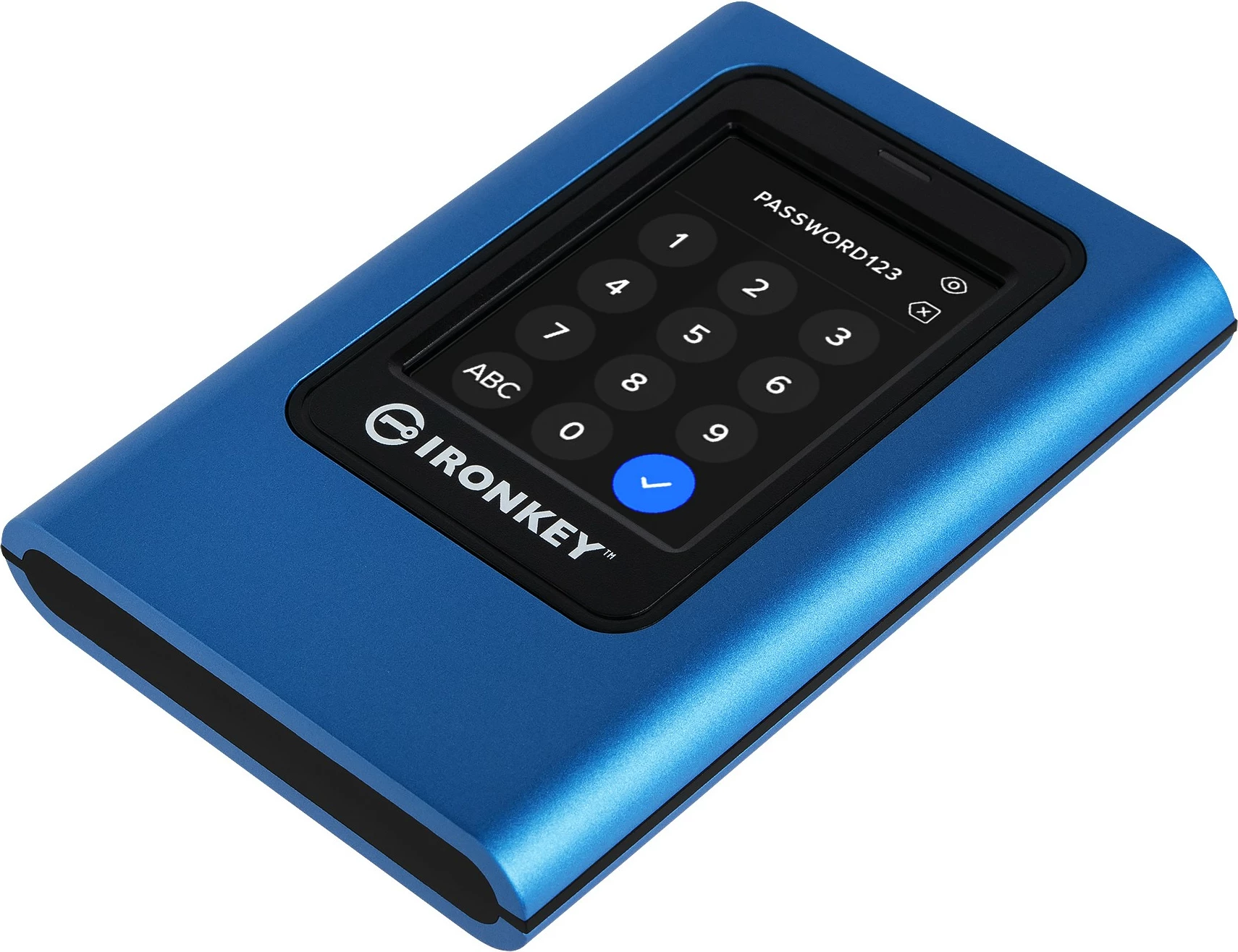 Zunanji SSD Kingston IronKey Vault Privacy 80, 3,84 TB, modra