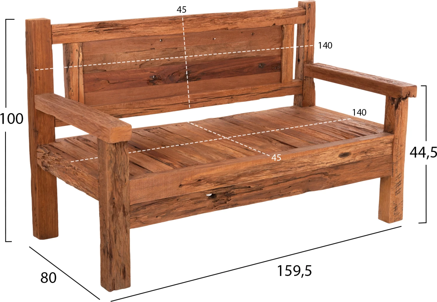 Trosed klop THREEWAY FH9454.01 iz recikliranega mešanega lesa 159.5x80x100Hcm