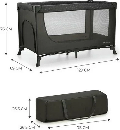 Prenosno potovalno posteljica JOY LIGHT, KinderKraft, siva