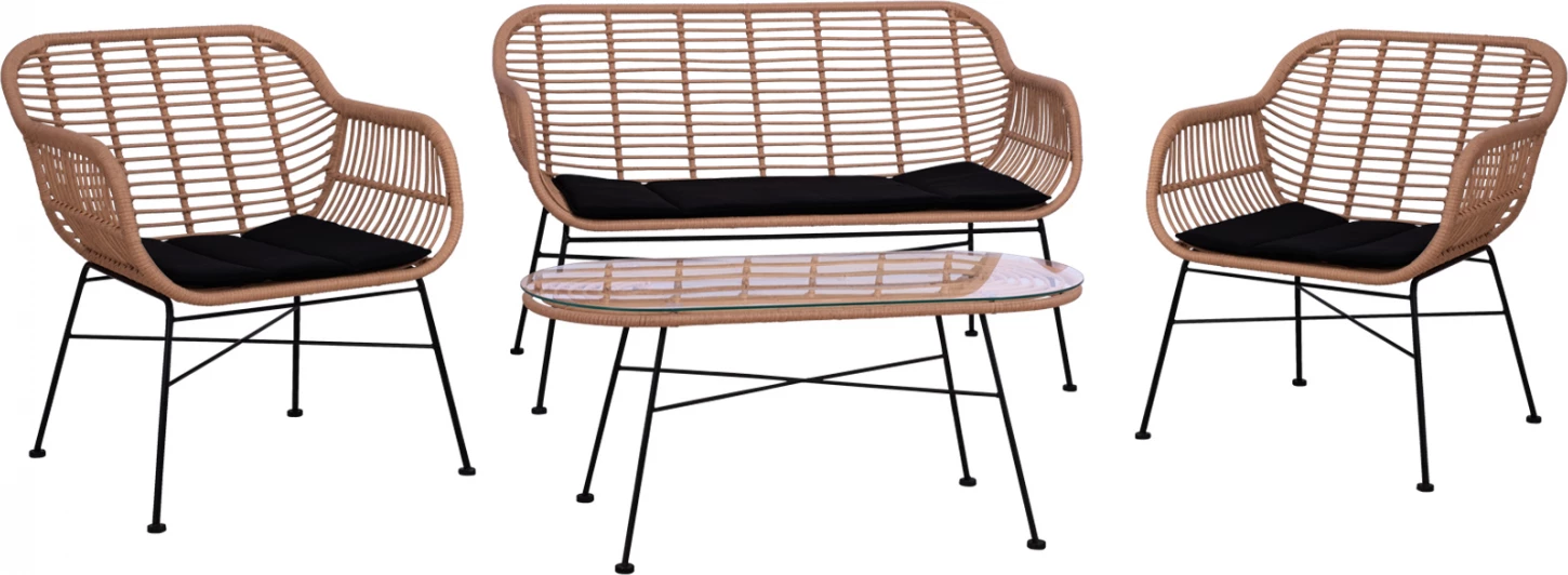 Kovinski set za zunanje prostore 4 kosi Allegra FH5460 Pletivo v bež barvi