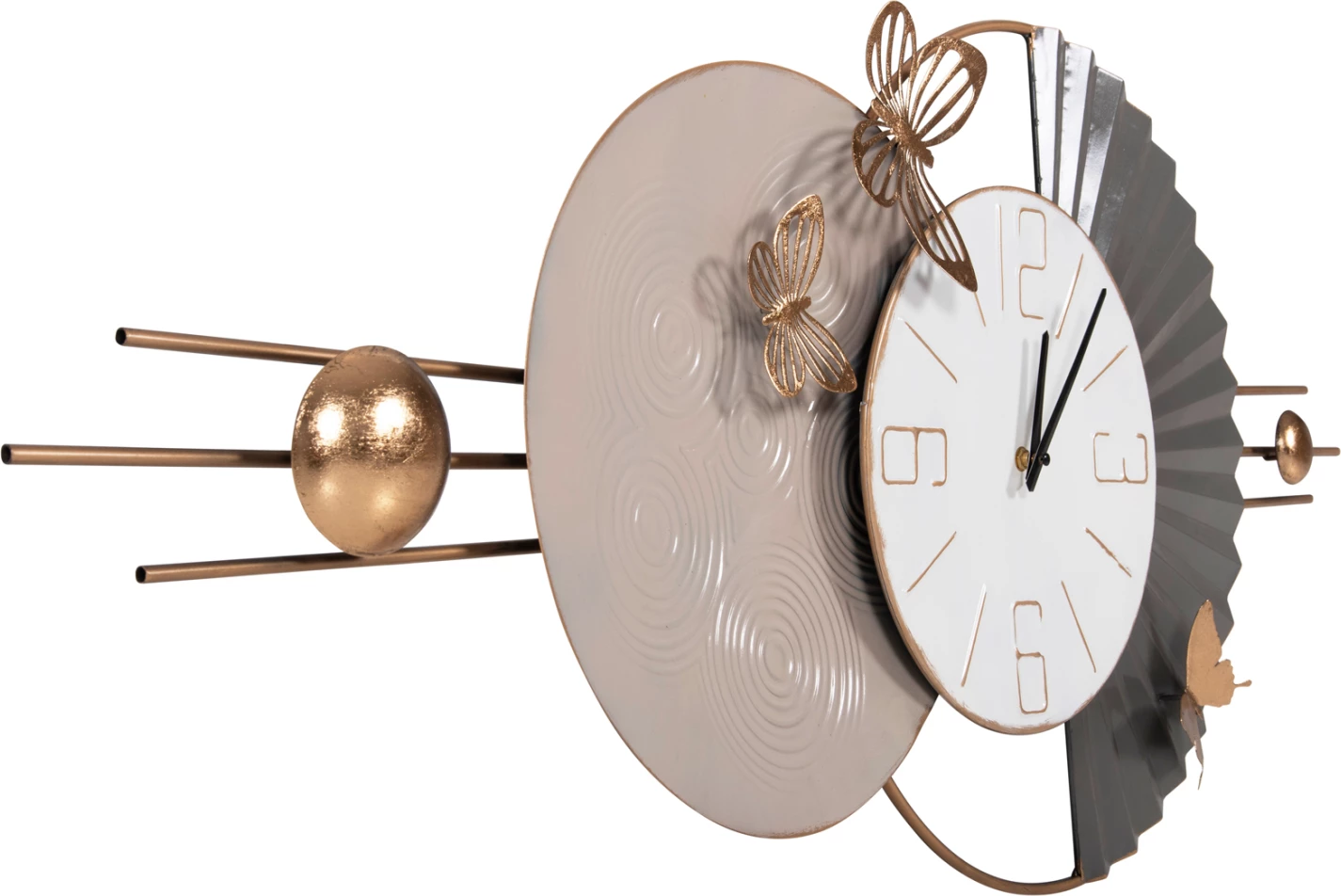 Stenska ura FH4212 kovinska v beli barvi s črnimi kazalci 116x7x50,5Hcm