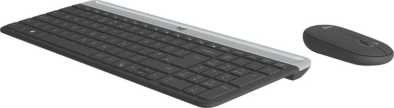 Brezžični komplet tipkovnice in miške Logitech MK470 Slim, AZERTY, polna velikost, črn