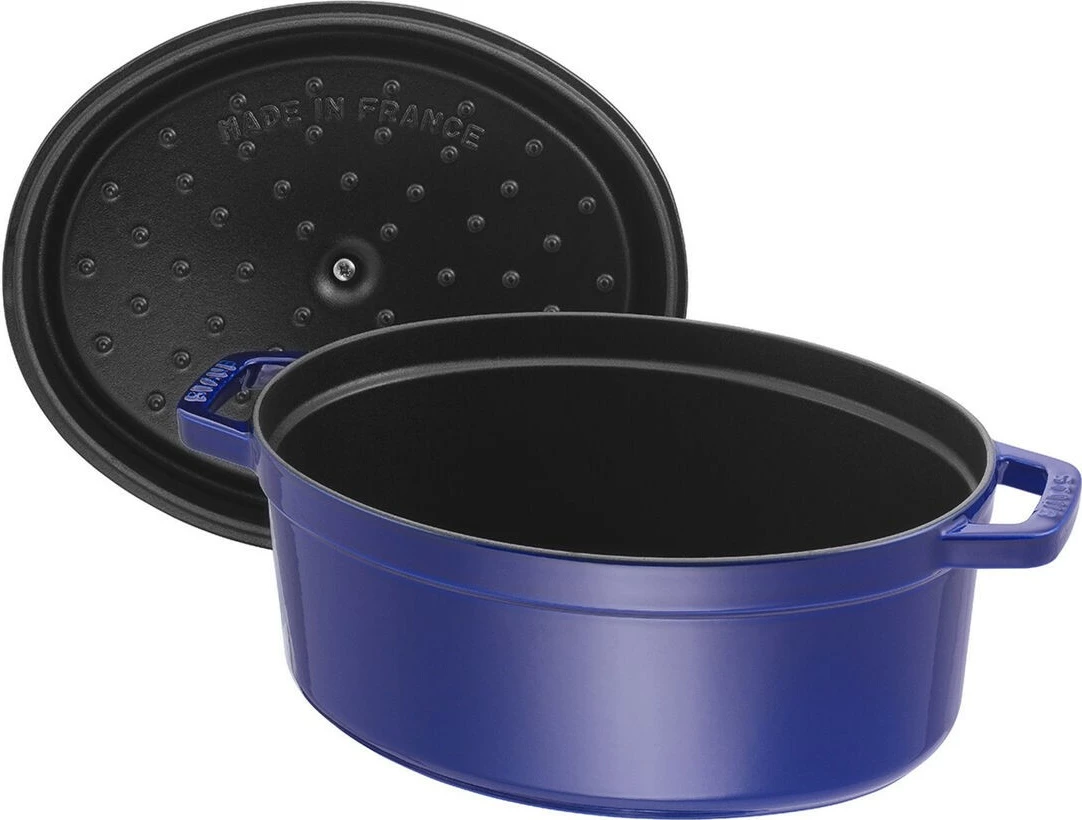 Ovalna lonec La Cocotte 29 cm, Staub, lito železo, emajlirana, temno modra
