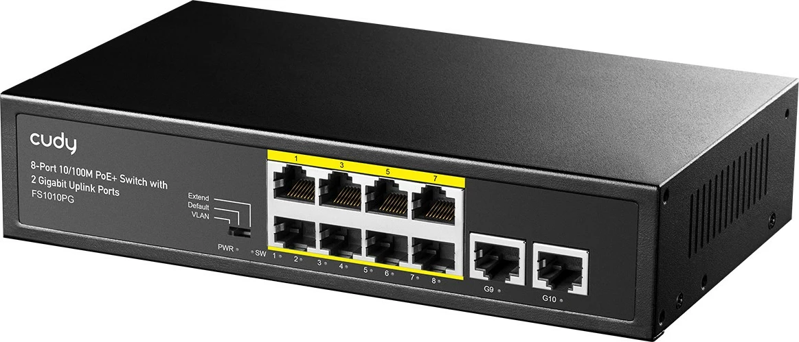 Neupravljano namizno stikalo 8xFE PoE+ 120 W, 2x Gigabit uplink Cudy FS1010PG