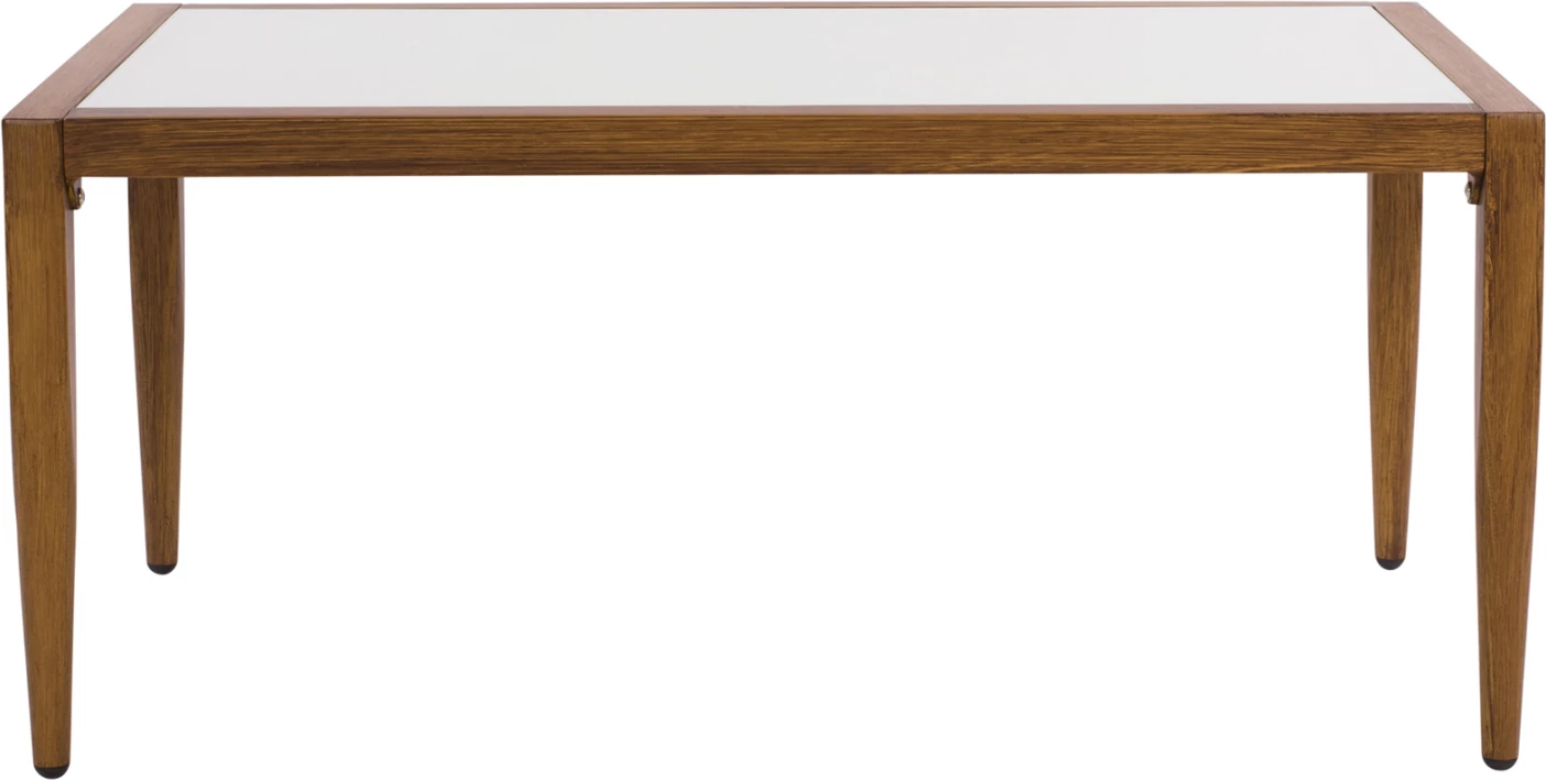 Aluminijasta miza bambus videza s steklom 100x58x46