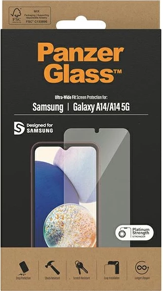 Zaščitno kaljeno steklo Ultra-Wide Fit, PanzerGlass za Samsung Galaxy A14 5G/A14