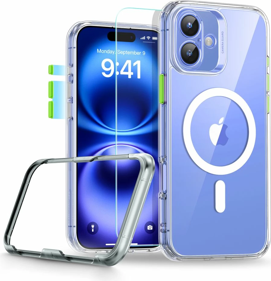 Prozoren zaščitni komplet HaloLock za iPhone 16, ESR Classic Pro, z MagSafe in zaščitnim steklom