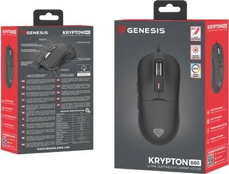 Ergonomski igralni miš Genesis Krypton 660 RGB, 12000 DPI, črn