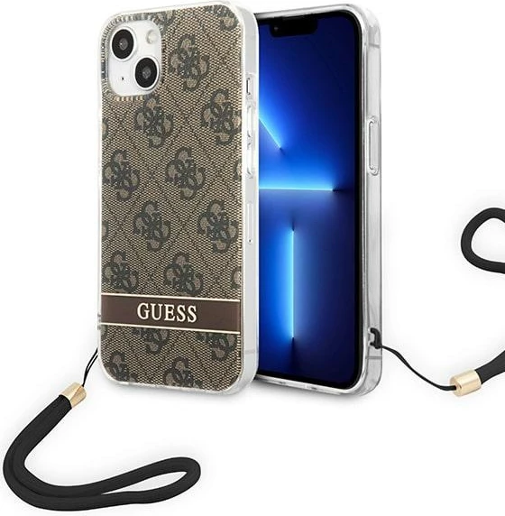 Ovitek z vrvico Guess GUOHCP14MH4STW za iPhone 14 Plus 6,7", rjav