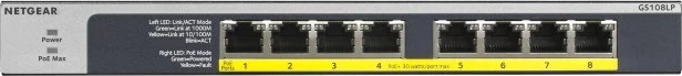Neposredno upravljan Gigabit switch NETGEAR GS108LP, 1U, črn, s PoE+
