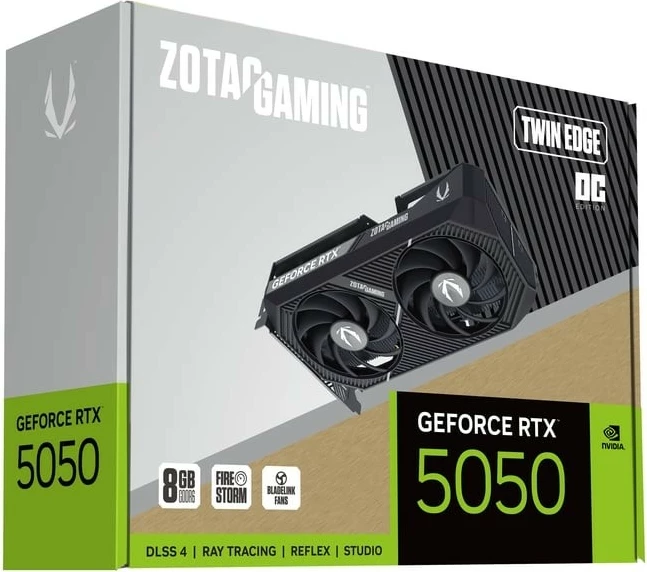 Grafična kartica ZOTAC GeForce RTX 5050 Twin Edge OC (ZT-B50500H-10M), 8 GB GDDR6 128-bit, PCIe 5.0 x8, 3x DisplayPort + HDMI