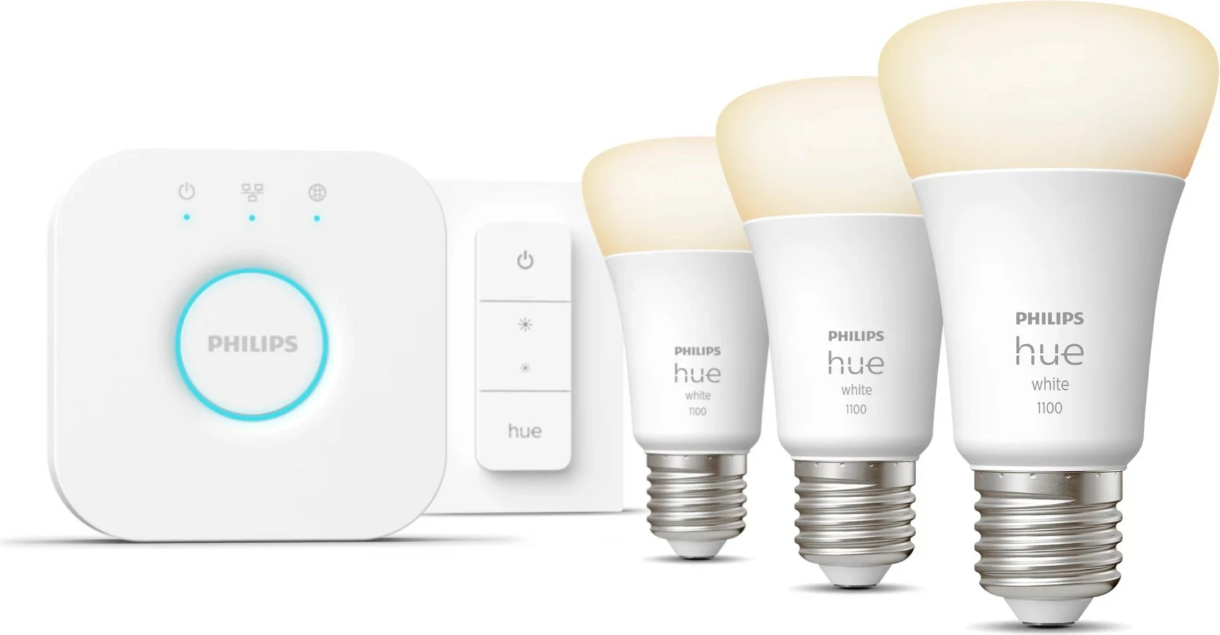 Pametna LED luč Philips Hue White Starter kit, 3 × E27, Bluetooth/Zigbee, bela