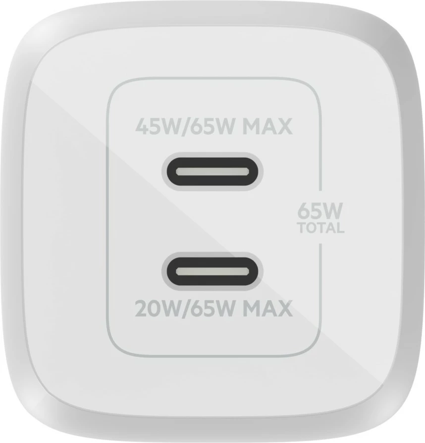 Polnilnik 65W, 2x USB Type-C, bel Belkin WCH013vfWH