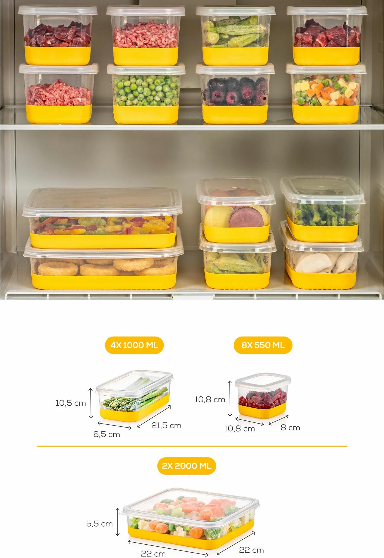 Set organizatorjev za hladilnik, 14-delni, Hermia 8A4B2C, rumene barve