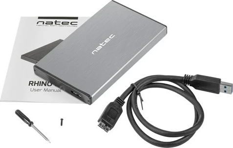 Ohišje za HDD Natec Rhino Go, USB 3.0, 2,5", sivo