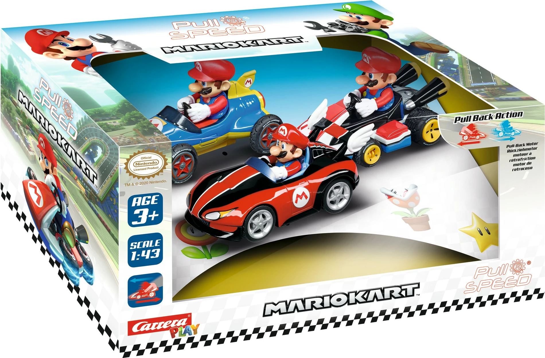 Set avtomobilčkov z motivom Mario Kart, Carrera 15813016, večbarven