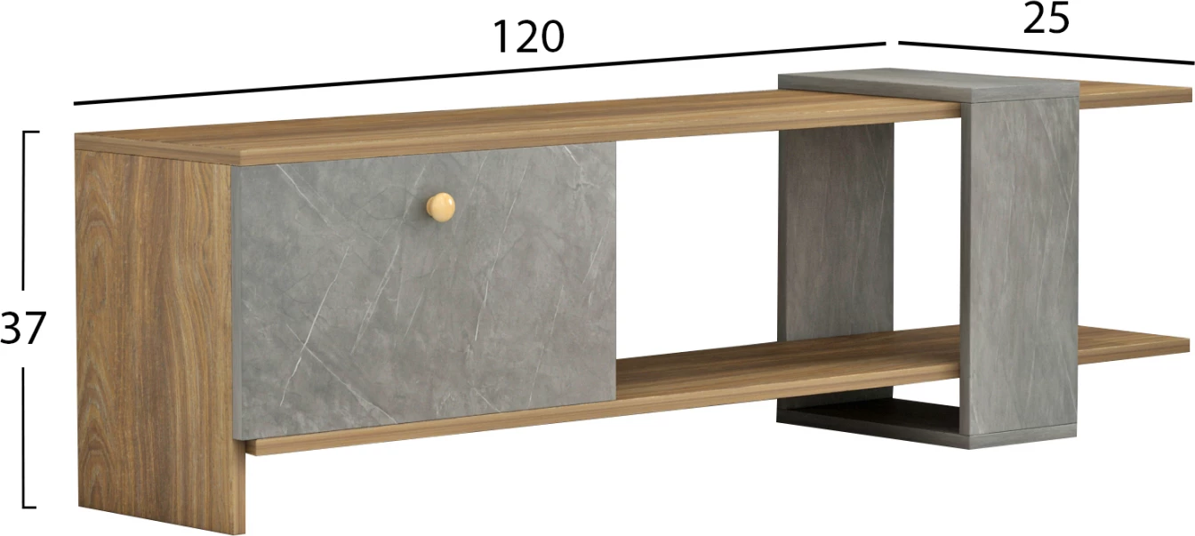 Pohištvo za televizijo HENRIETTE FH8900.13 melamin v naravno-kamniti teksturi 120x25x37Hcm