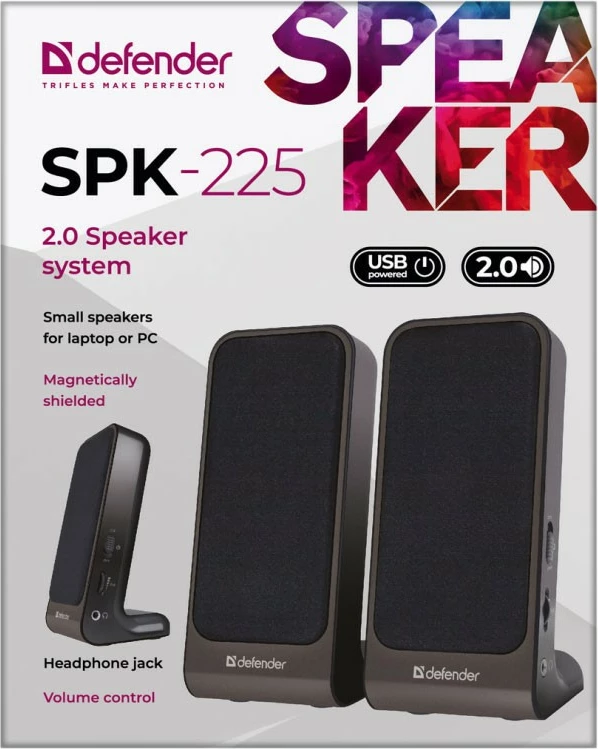 Zvočniki za računalnik Defender SPK-225, 2.0, 4W, USB, črno/sivi