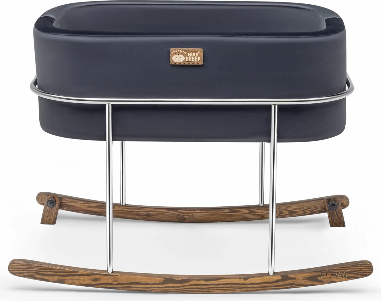 Moderna zibelka, črna kovina, krom, Skye Decor