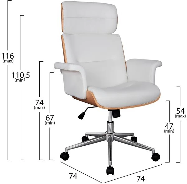 Pisarniški stol za managerje SUPERIOR PRO FH1108.02 Sonama-Bela 74x74x116 cm