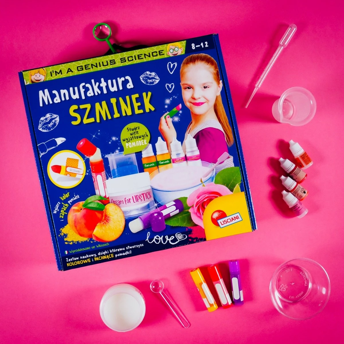 Izobraževalni set Tovarna šmink Lisciani Laboratory I'm a Genius - Lipstick Factory, za dekleta, 8+ let