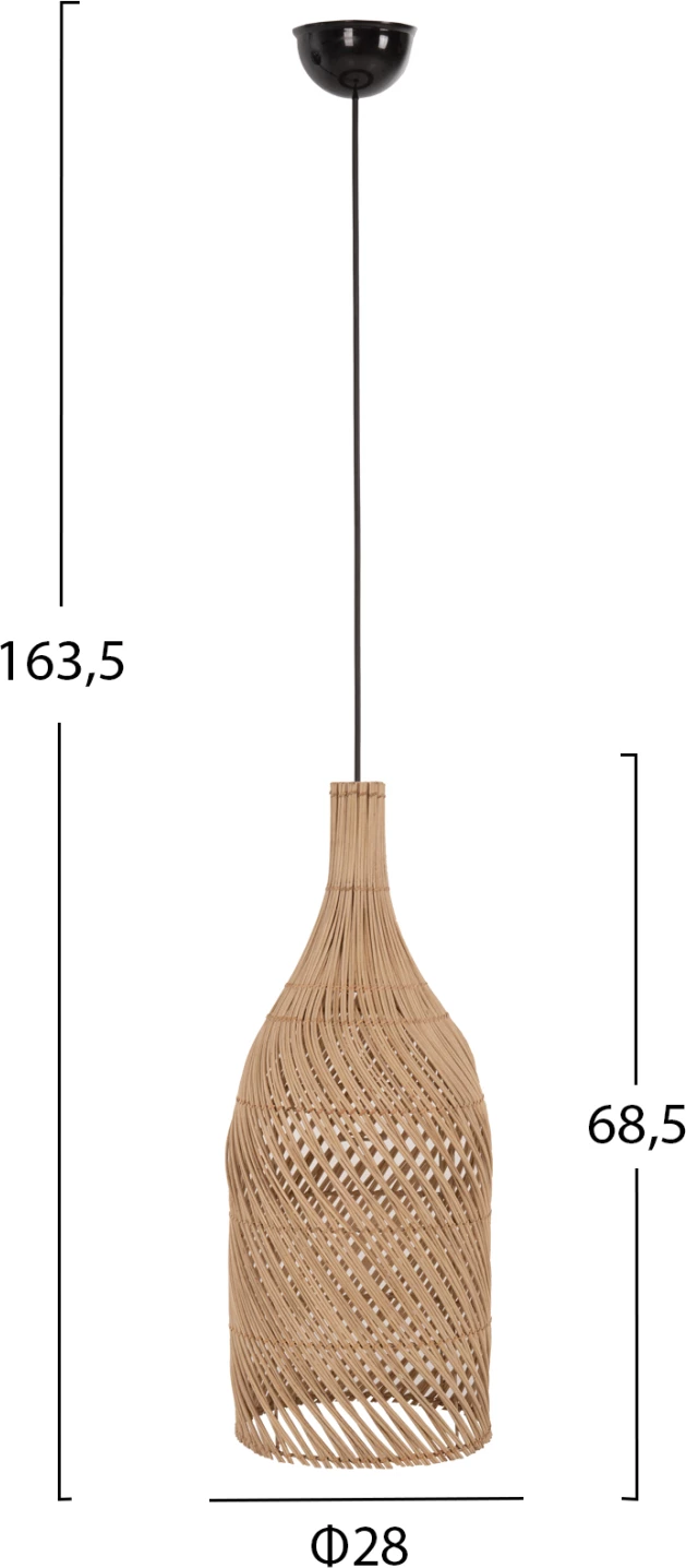 Stropna viseča svetilka FH7884 naravni ratan v naravni barvi Φ28x163.5Hcm