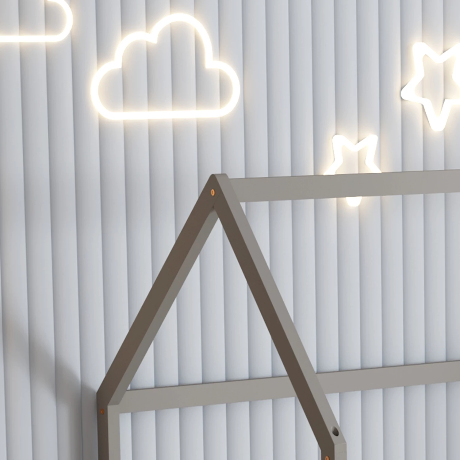 Postelja za otroke s ograjo PHYLLIS FH679.05 t.MONTESSORI iz masivnega borovega lesa v sivi barvi - 190x90cm