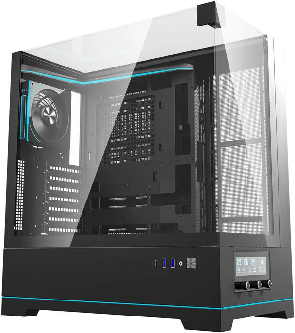 Računalniško ohišje Big Tower, ARGB, kaljeno steklo, črno, Darkflash DY450 PRO