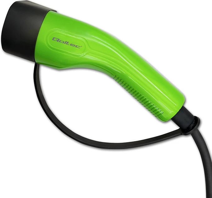 Prenosni polnilec za električne avtomobile Qoltec 52466, 7 kW, Type 2, LCD, 5 m, črno/zelen