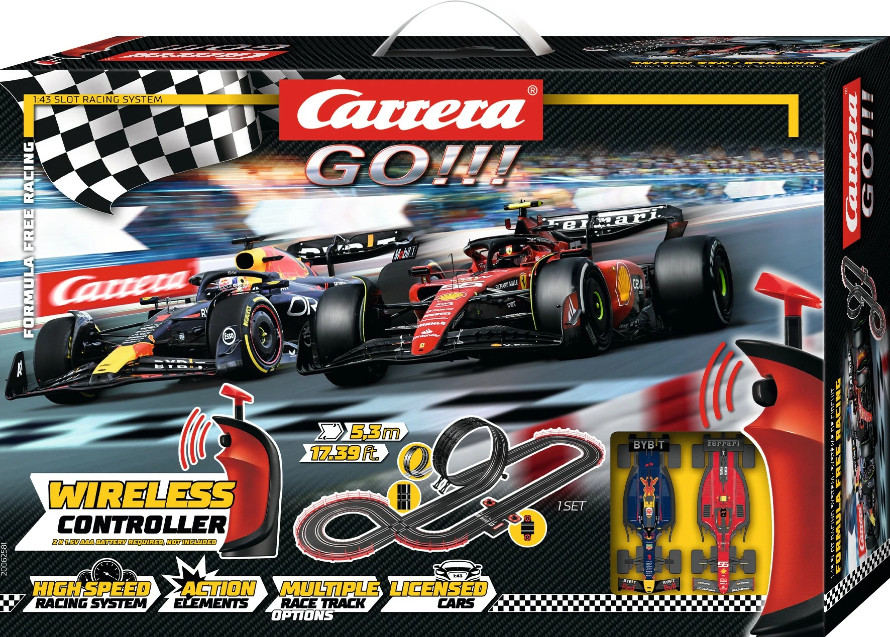 Set za dirkanje Carrera GO Formula Free Racing, brezžični, 2 dirkalnika, proga 5,3 m, večbarven