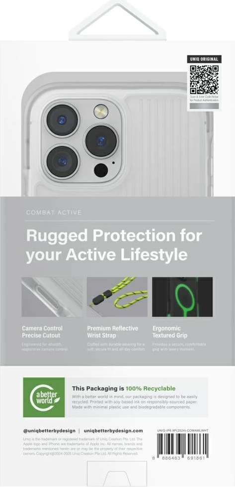 Zaščitni ovitek z MagClick polnjenjem UNIQ Combat Active za iPhone 16 Pro Max, bel