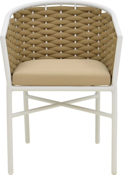 Aluminijast zložljiv stol z belo ogrodje in naravno vrvjo Noevo, 57x62x77 cm