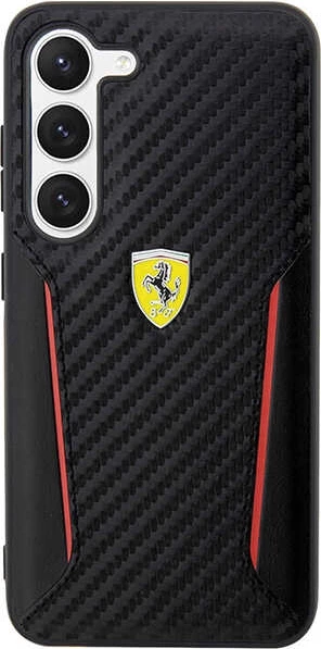 Ovitek za telefon Carbon Contrast Edges Ferrari FEHCS23MNPYK za Samsung Galaxy S23+, črn