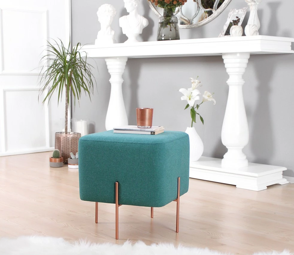 Bohemski puf, svetlo zelena, noge iz bakra - Atelier del Sofa
