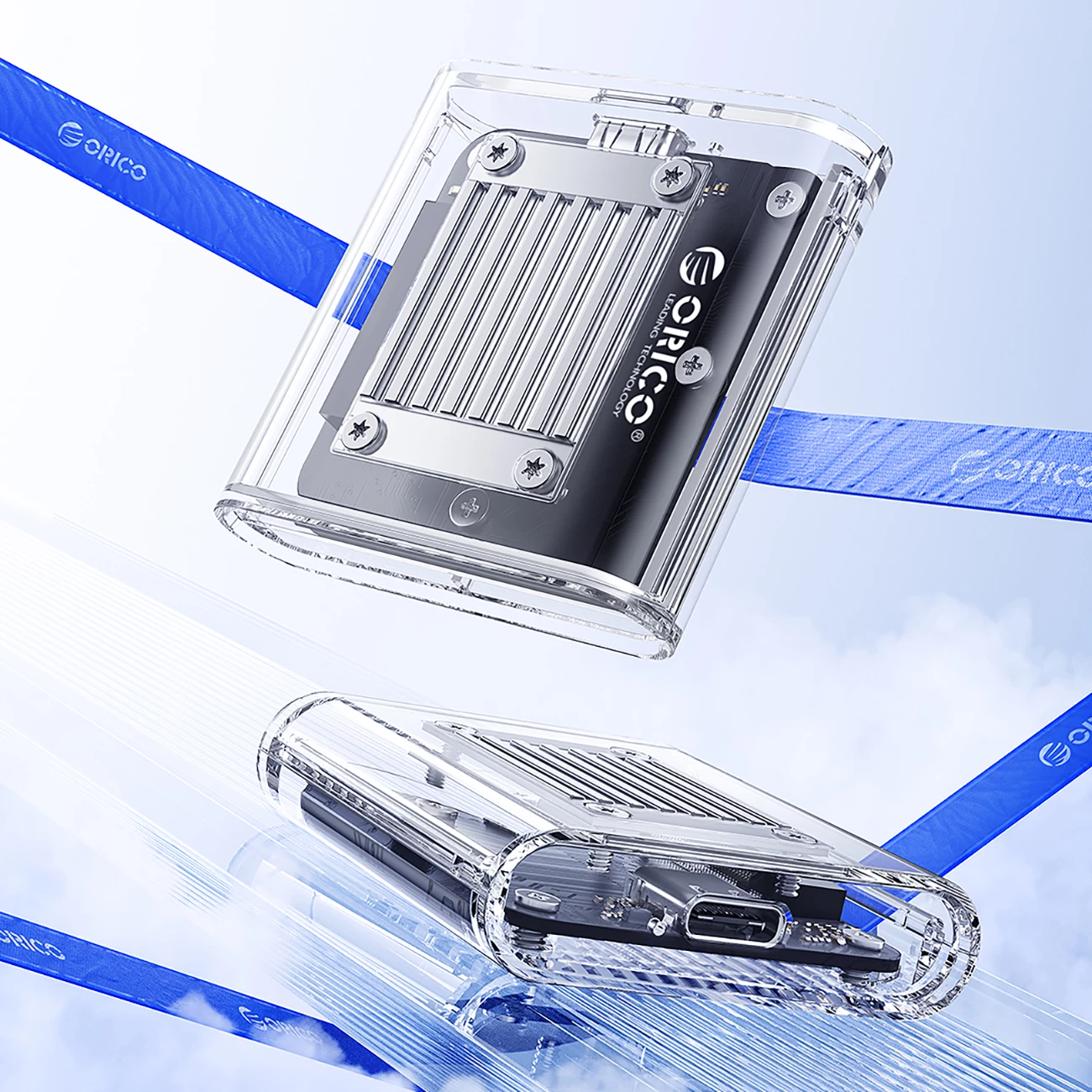 Računalniško ohišje za M.2 NVMe Orico TC20-M2-10G, USB-C 3.2, prozorno