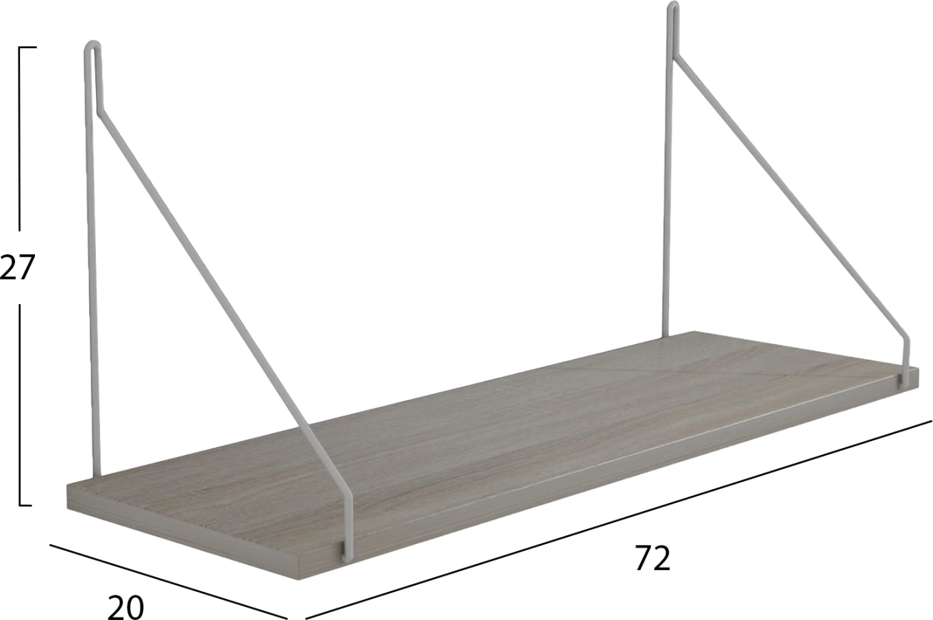 Stenska polica AGILAN FH9183.14 melamin v sonoma-beli kovini 72x20x27Hcm
